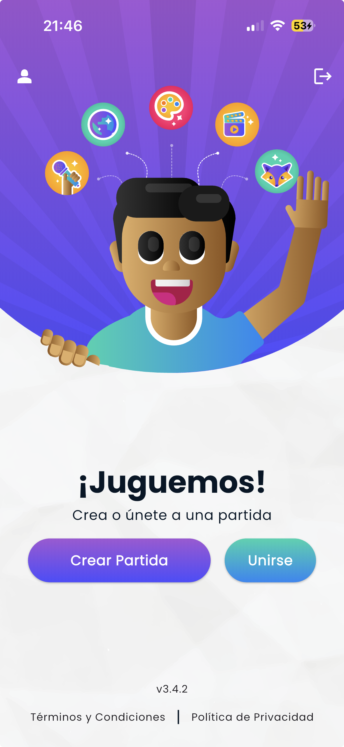 Pantalla de inicio de Estop